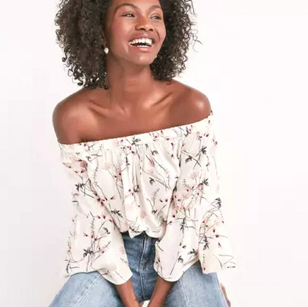 Lucky Brand Off Shoulder Romantic Floral Top Small